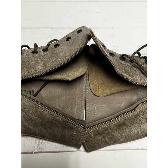 Steve Madden Boots Womens Size 6 Taupe Troopa Combat Lace Up Side Zip Leather - Picture 8 of 10